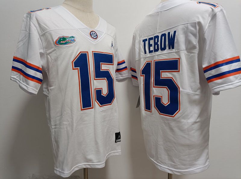 Men Florida Gators 15 Tebow White 2024 Vapor NCAA Jersey